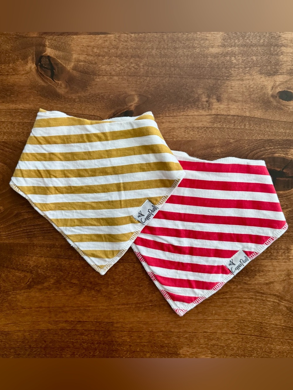 NWOT Copper Pearl Red Yellow White Stripe Cotton Bandana Bib Bundle